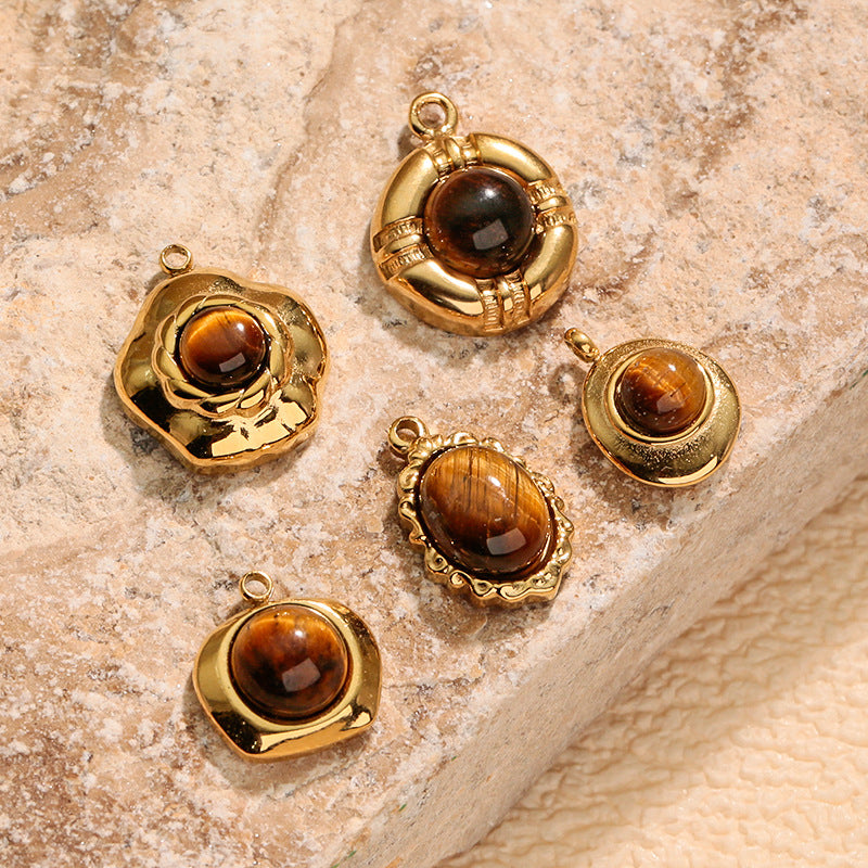 Wholesale Irregular 3D tiger' s eye pendant