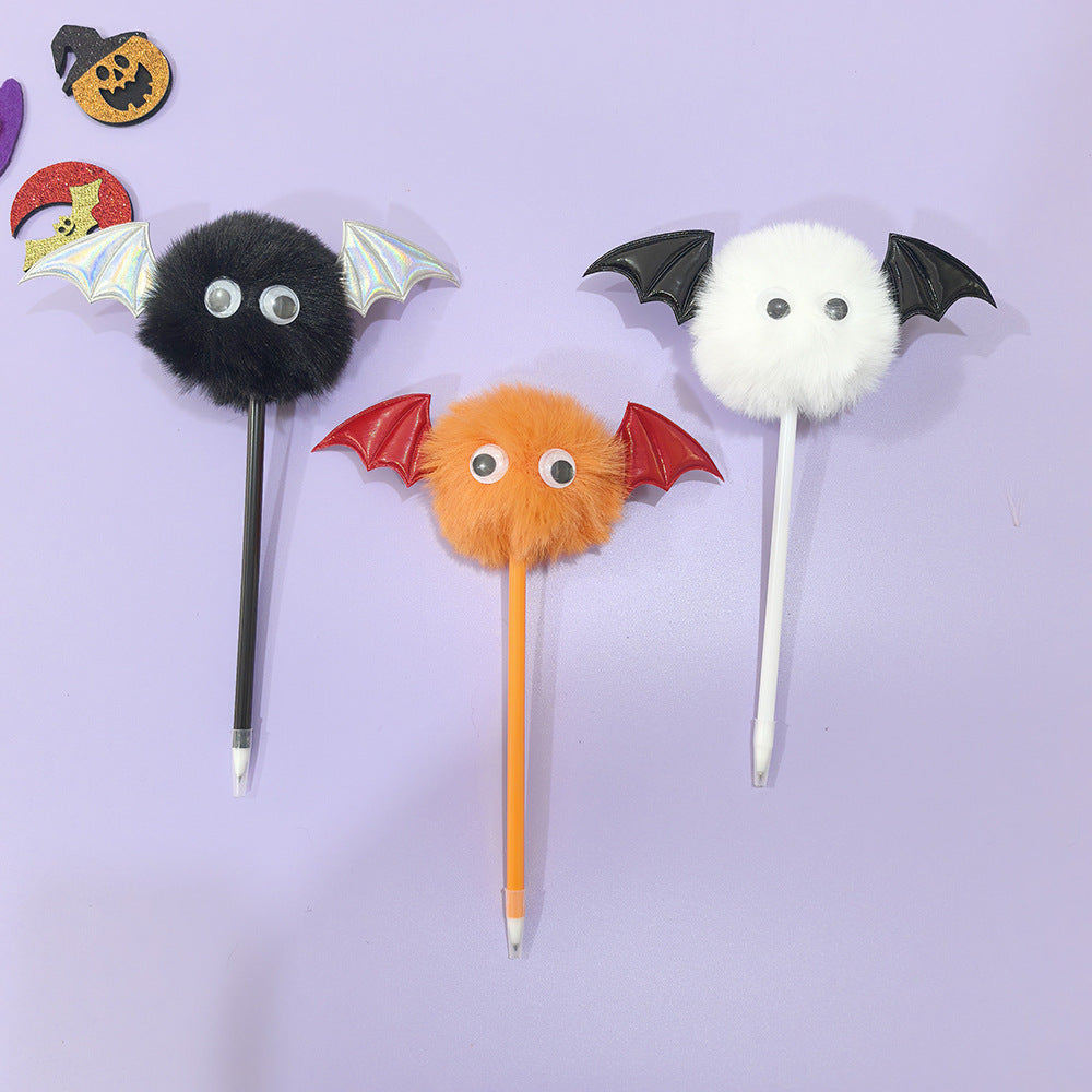 Wholesale Halloween stationery big eyes bat wings plush pen