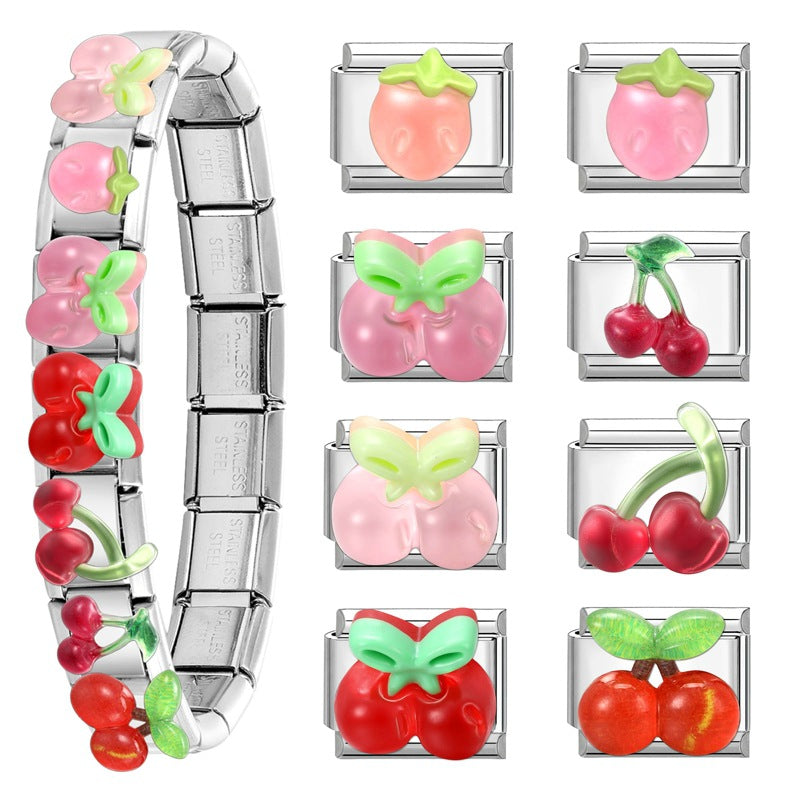 Wholesale 9mm Italian Charm Starter Bracelets DIY Fruit Series Stainless Steel Composable Bracelet