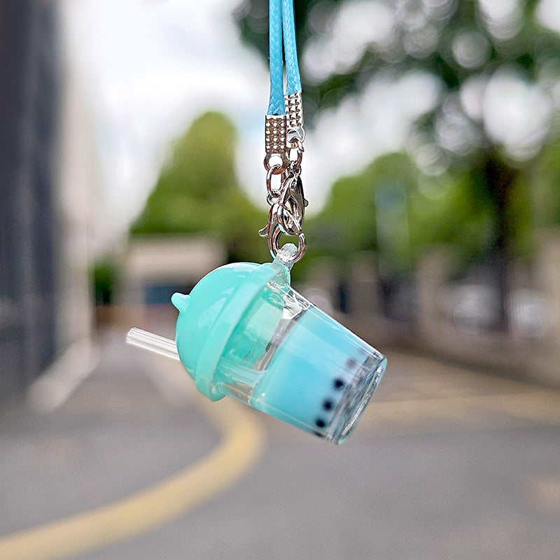 Wholesale pearl milk tea cup cat ear  keychain