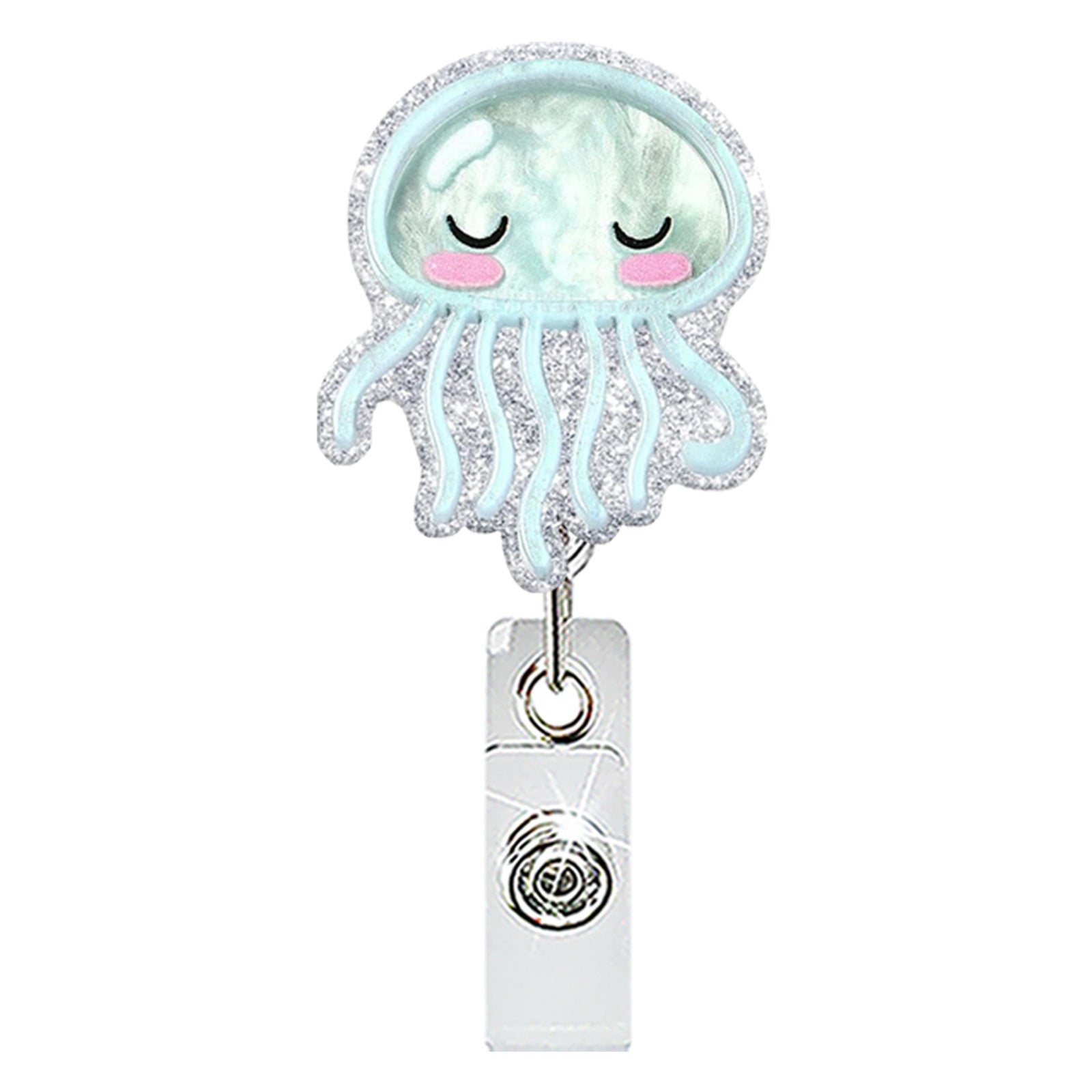 Wholesale Acrylic Retractable Badge Reel with Bow Jellyfish Pin Fashion Accessory for Resale