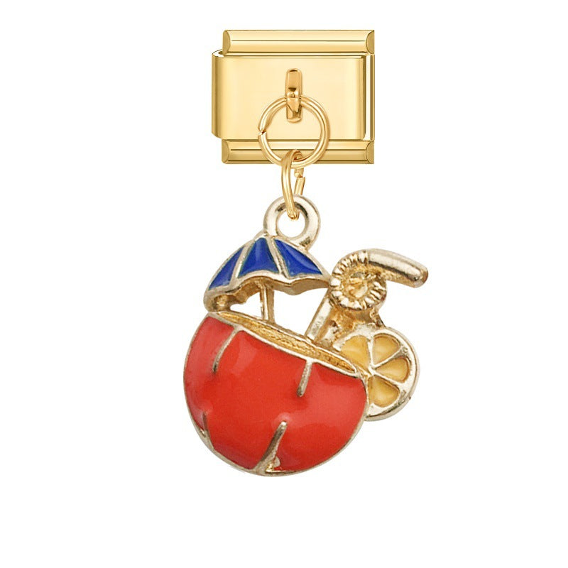 Wholesale Italian modular heart flower DIY bracelet pendant accessories