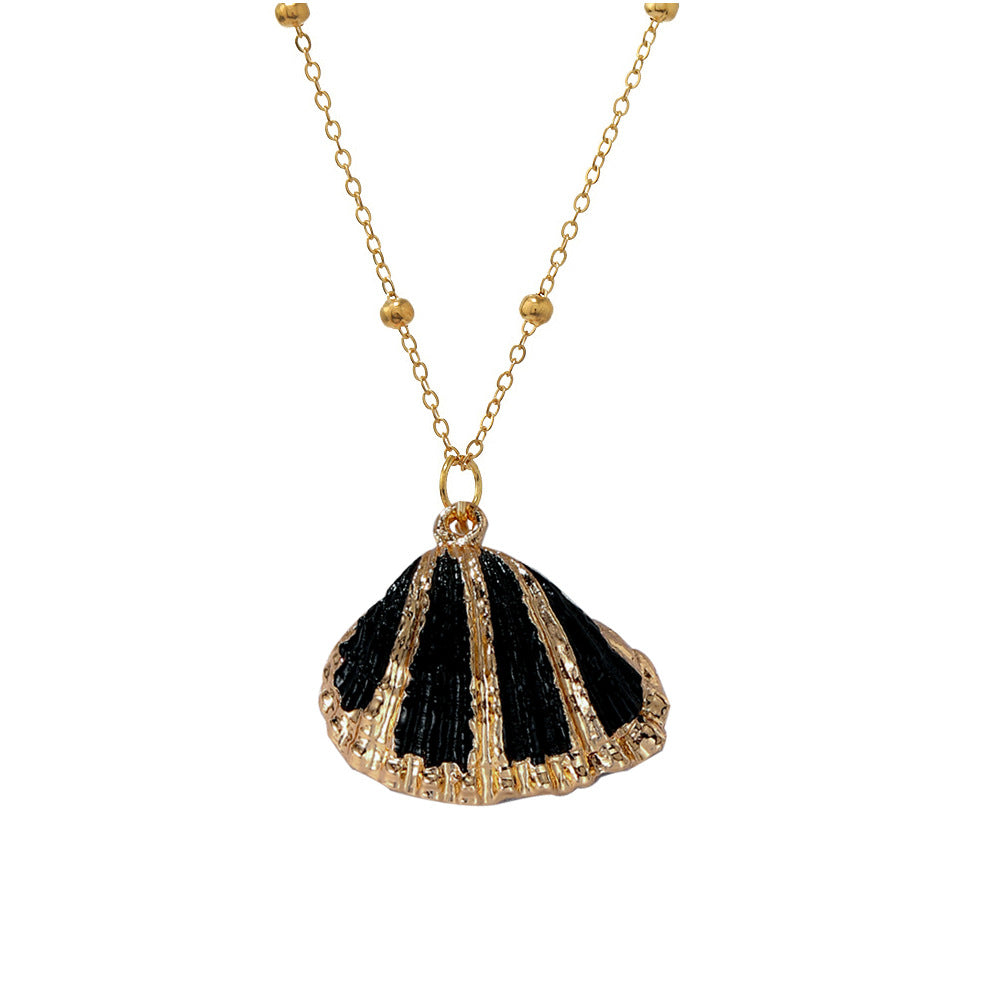 Wholesale  Conch Scallop Shell Necklace Alloy Long Natural Shell Pendant Beach Shell Necklace