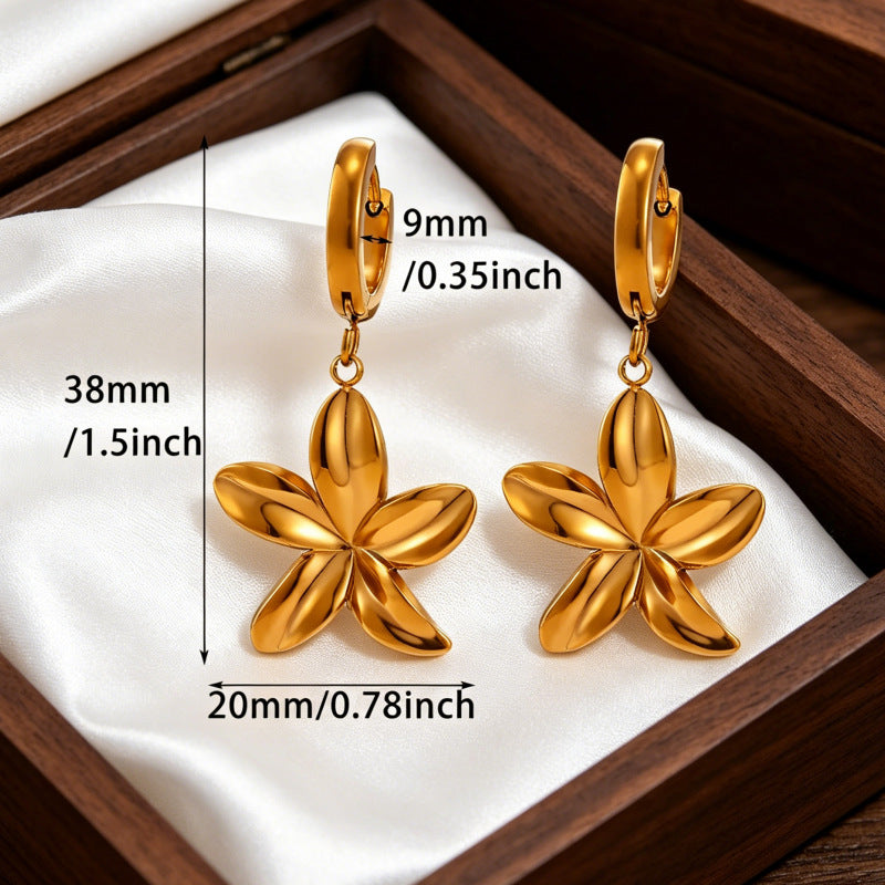Wholesale 304 Stainless Steel Vacuum Plated Flower Earrings Fashion Jewelry Accessory for Women