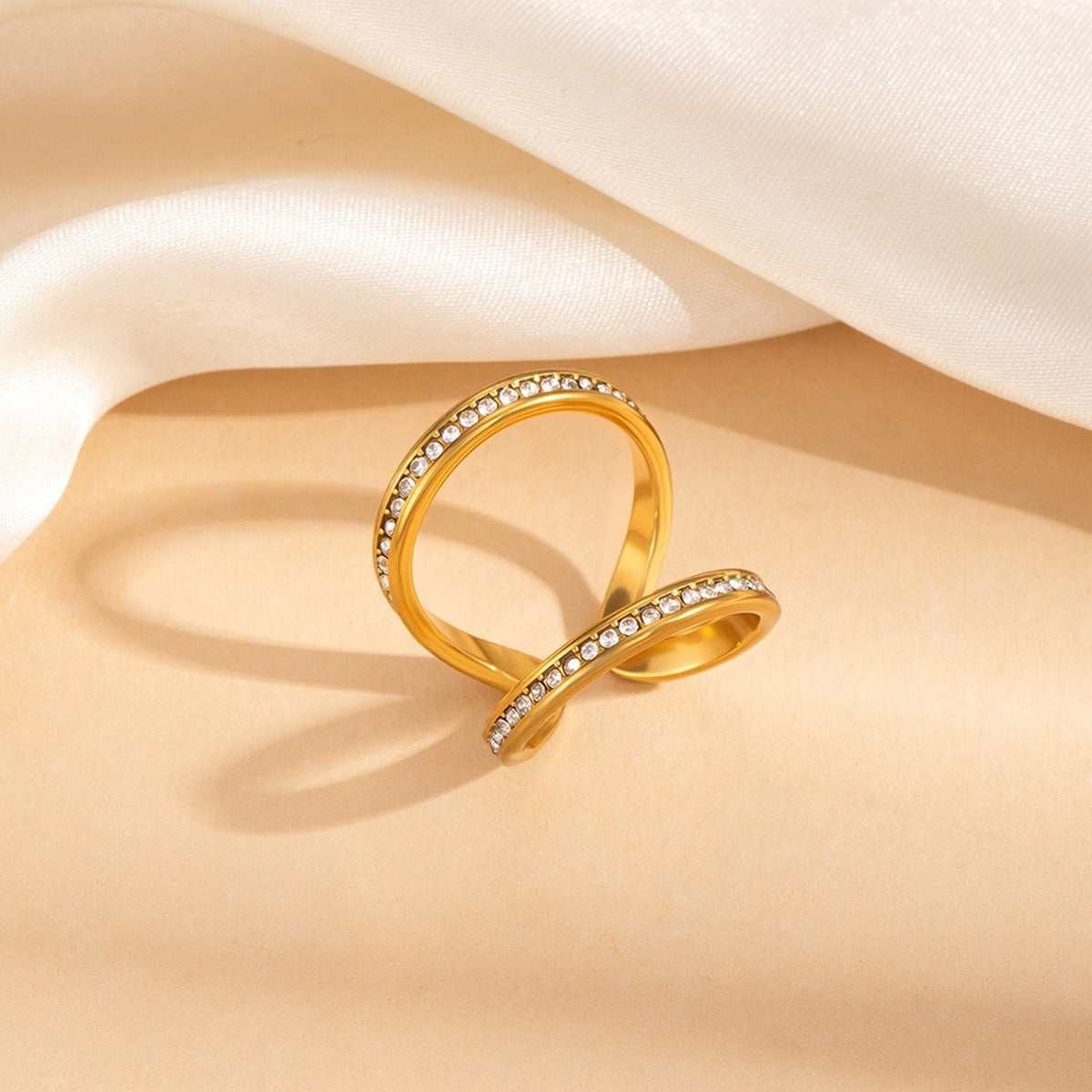 Wholesale Twisted Double Layer Open Ring Titanium Steel Fashion Jewelry Accessory Gift for Women