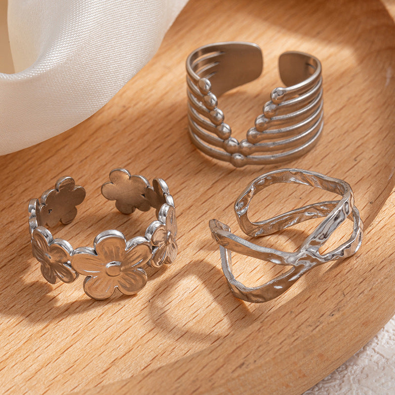 Wholesale Geometric Asymmetrical Heart Titanium Steel Ring Chic Boutique Resale