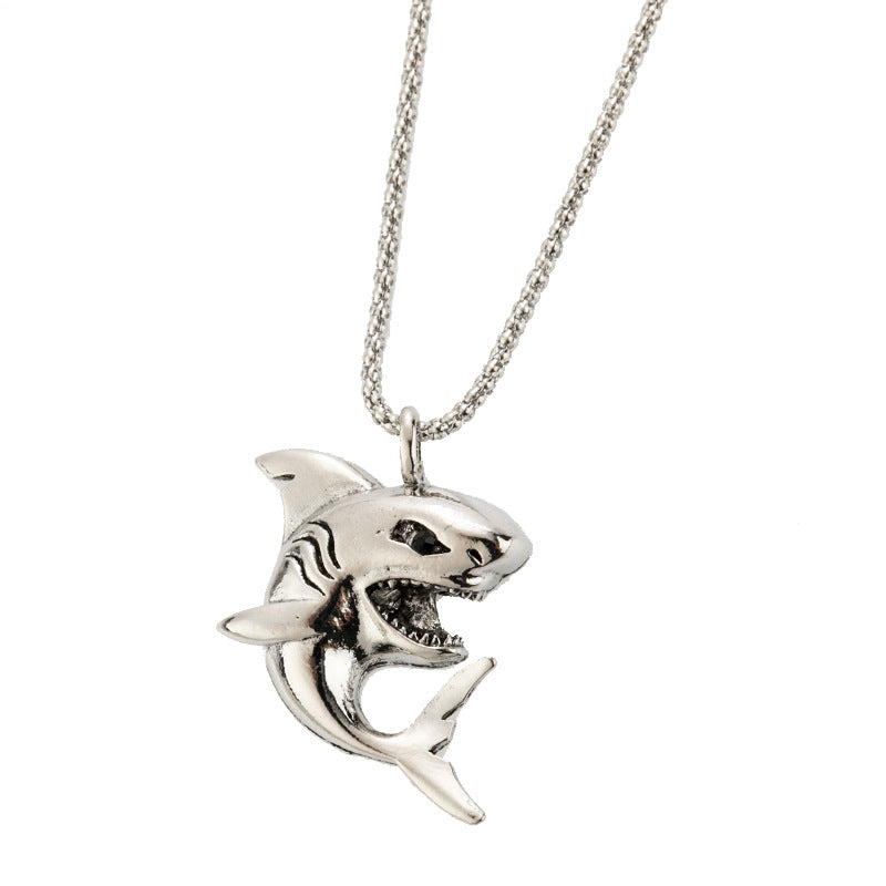 Wholesale Dark Style Alloy Shark Pendant Necklace