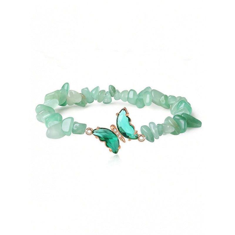 Wholesale Butterfly Design Natural Stone Bracelet Set - Amethyst Handmade Beads Jewelry Accessory