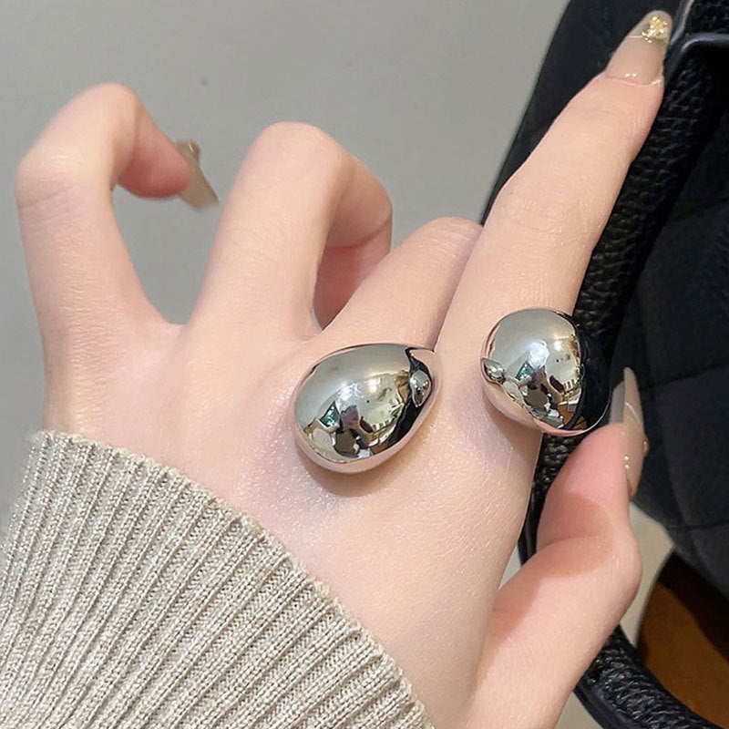 Wholesale Gold and Silver Drops Exaggerated Mirror Opening Copper Finger Adjustable Rings ACC-RS-SZL001