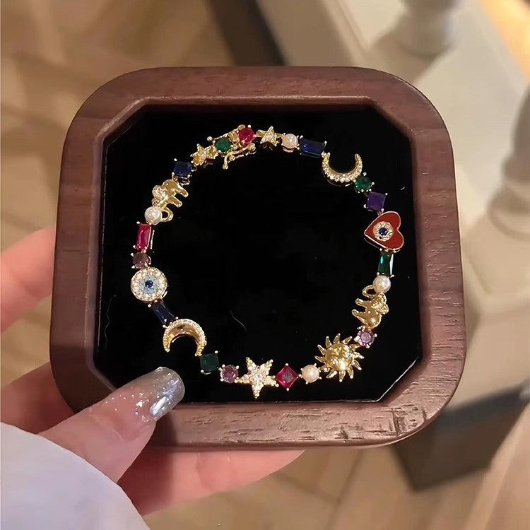 Wholesale Alloy Electroplated Stars and Moon Bracelet Vintage Fashion Women' s Jewelry Accessory