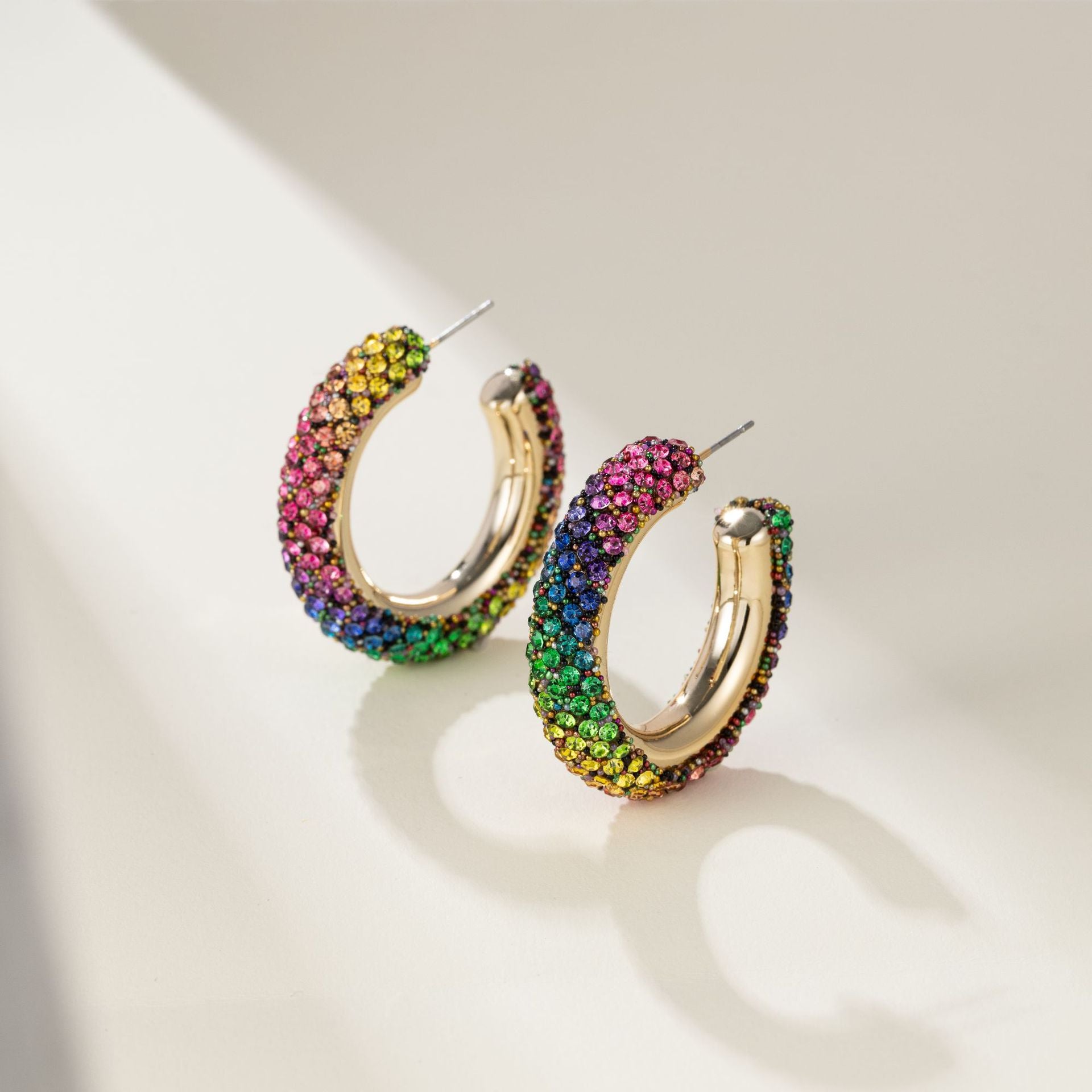 Wholesale  Diamond Rainbow Hoop Earrings