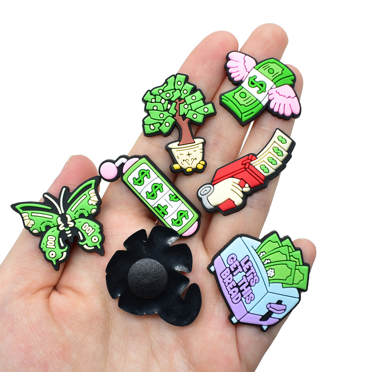 Wholesale   Random 100pcs USD seriesPVC Soft Rubber Shoe Buckle Decoration