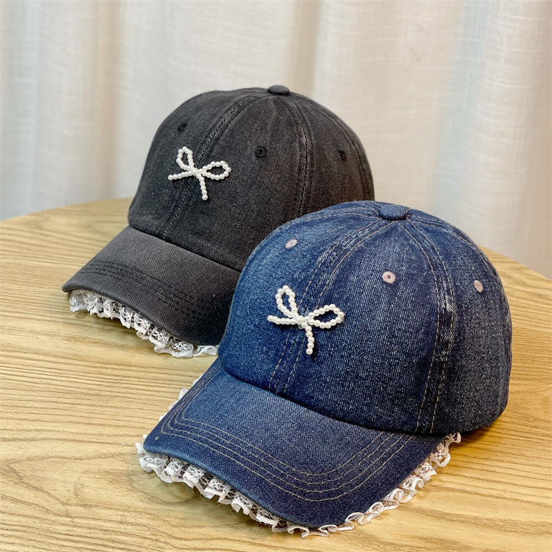 Wholesale Lace trim denim baseball cap