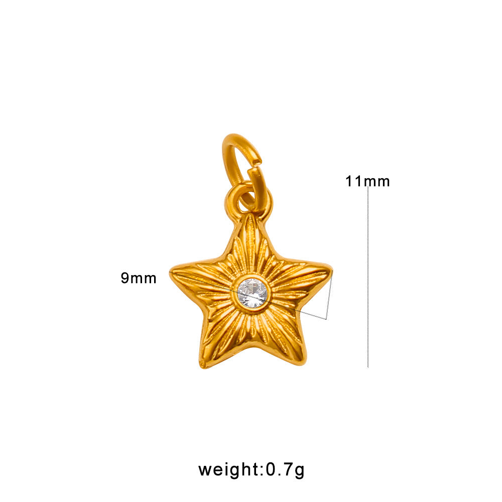 Wholesale Geometric Elephant Zircon Pendant Titanium Steel Gold Plated DIY Jewelry Accessory Fashion Charm For Party Gift And Boutique Resale