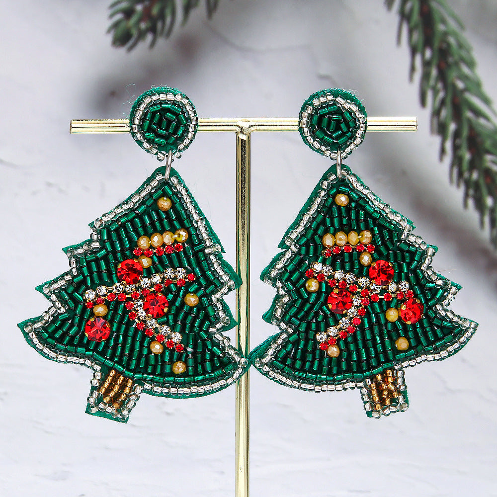 Wholesale Christmas Tree Style Rice Bead Earrings Handmade Beads ACC-ES-ManT021