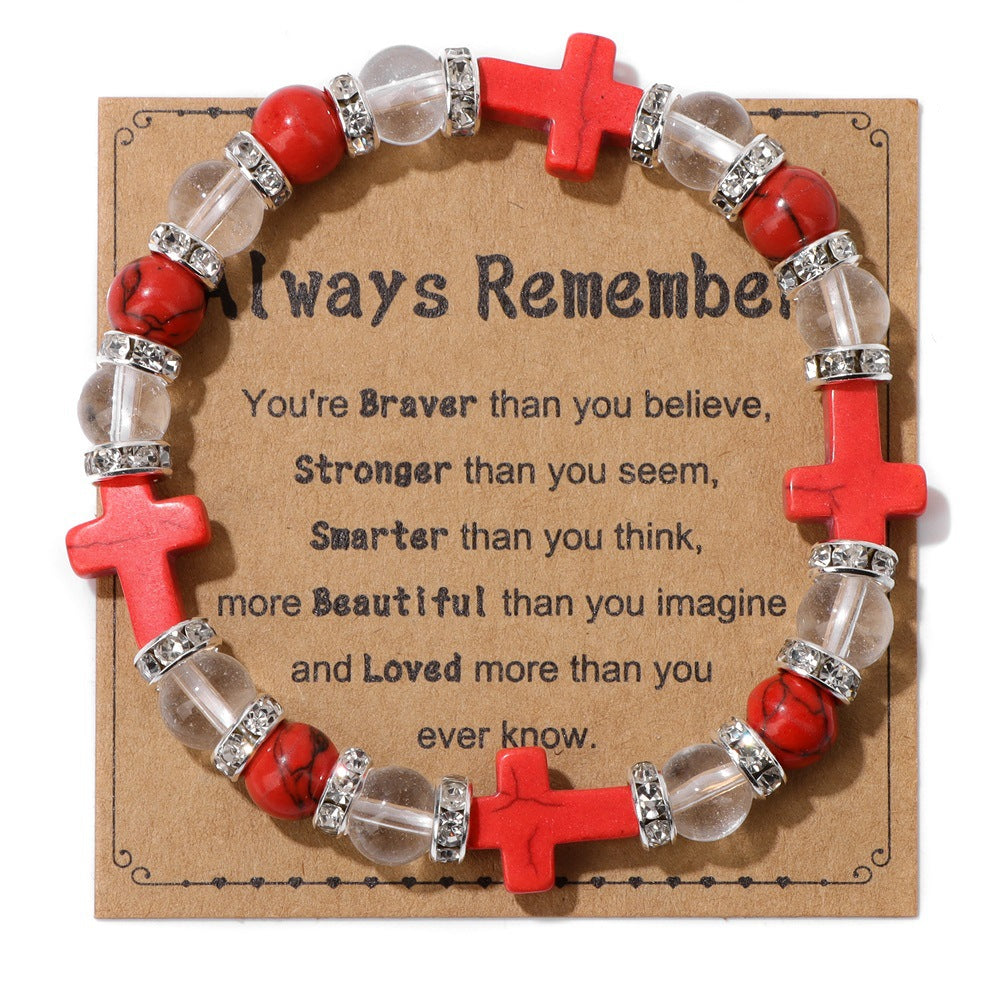 Wholesale Turquoise Cross Diamond Natural Stone Crystal Bracelets ACC-BT-GEB009