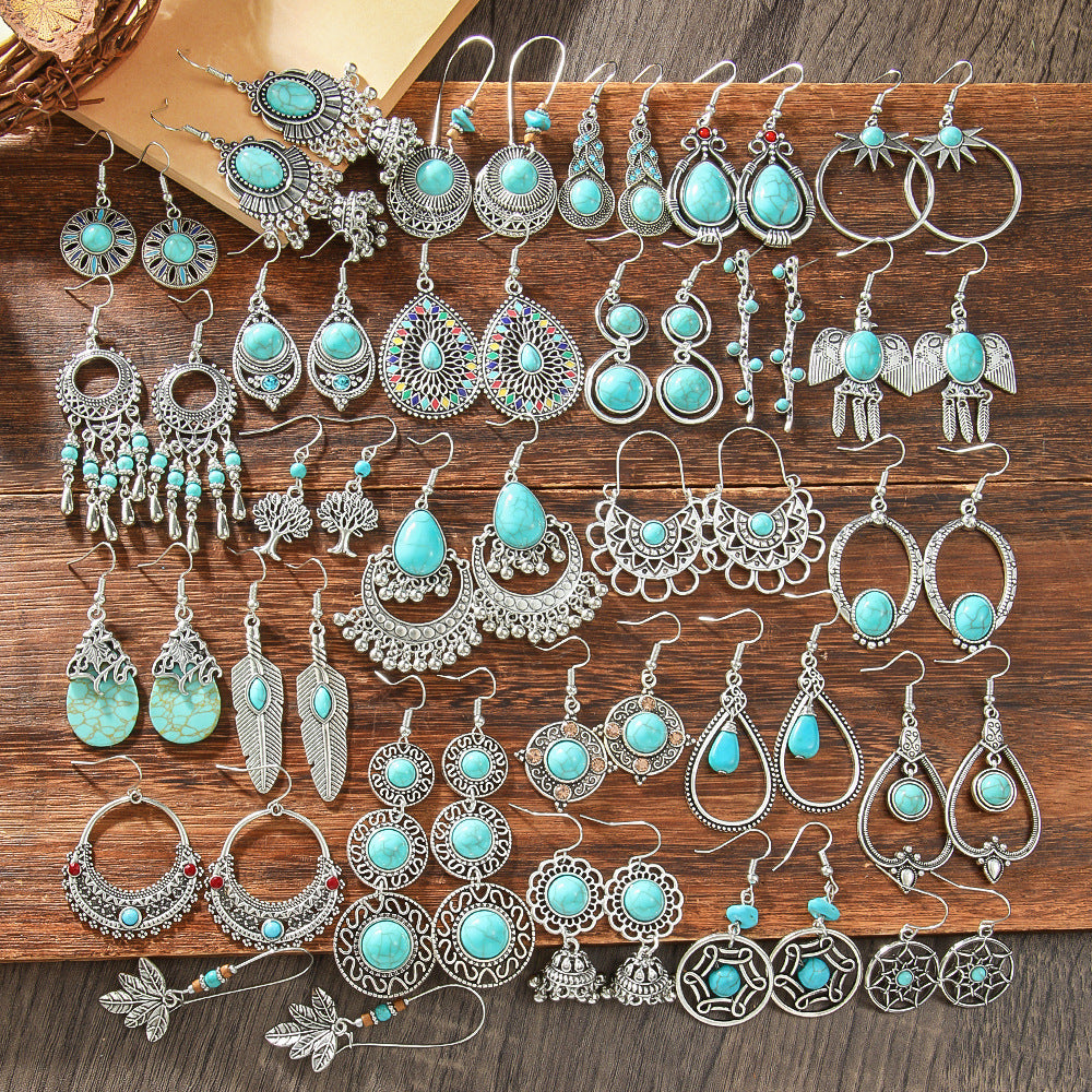 Wholesale Bohemian Turquoise Earrings Zinc Alloy Fashion Accessory Gift for Women