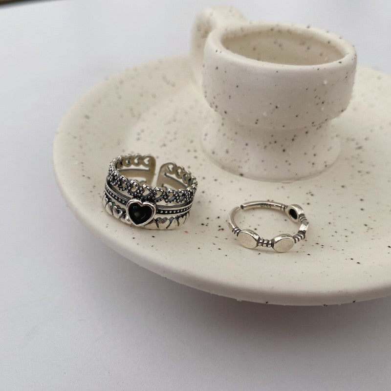 Wholesale Retro  lovely ring women's three-layer design fashion light luxury geometric ring