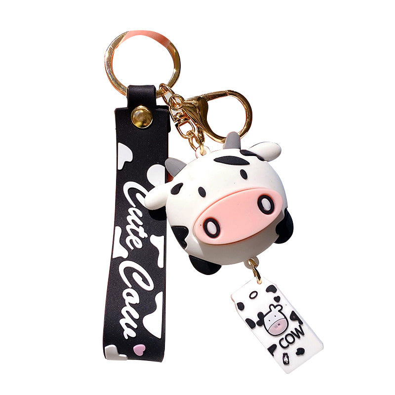 Wholesale cartoon cute cow silicone keychain