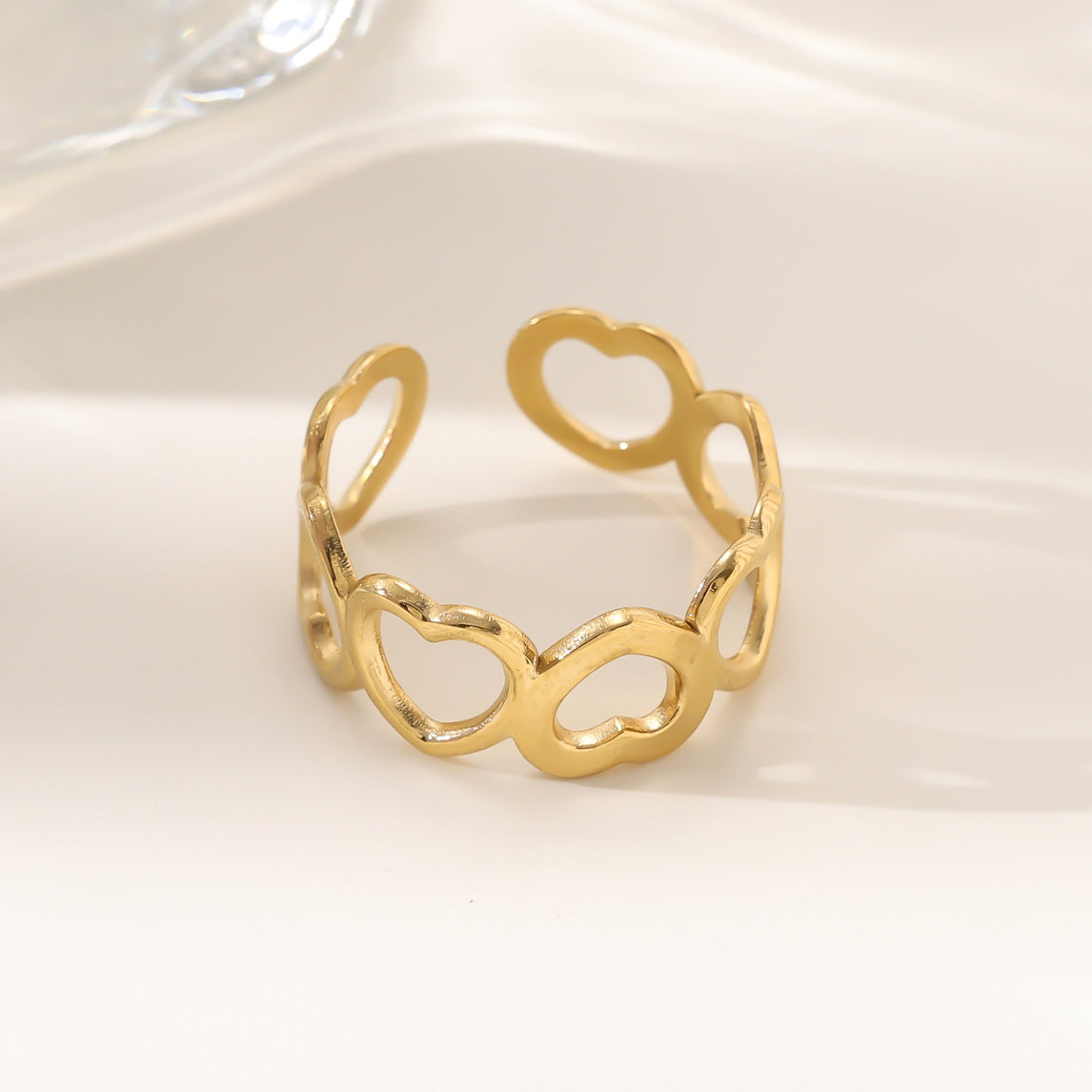 Wholesale Stainless steel gold-plated adjustable ring