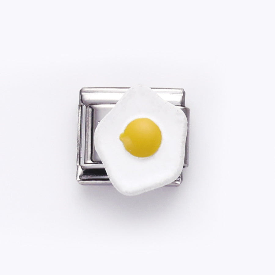 Wholesale 10pcs Italian Charm Bracelet 9mm DIY Splicing Flower Fruit Rainbow Series Stainless Steel Composable Bracelet