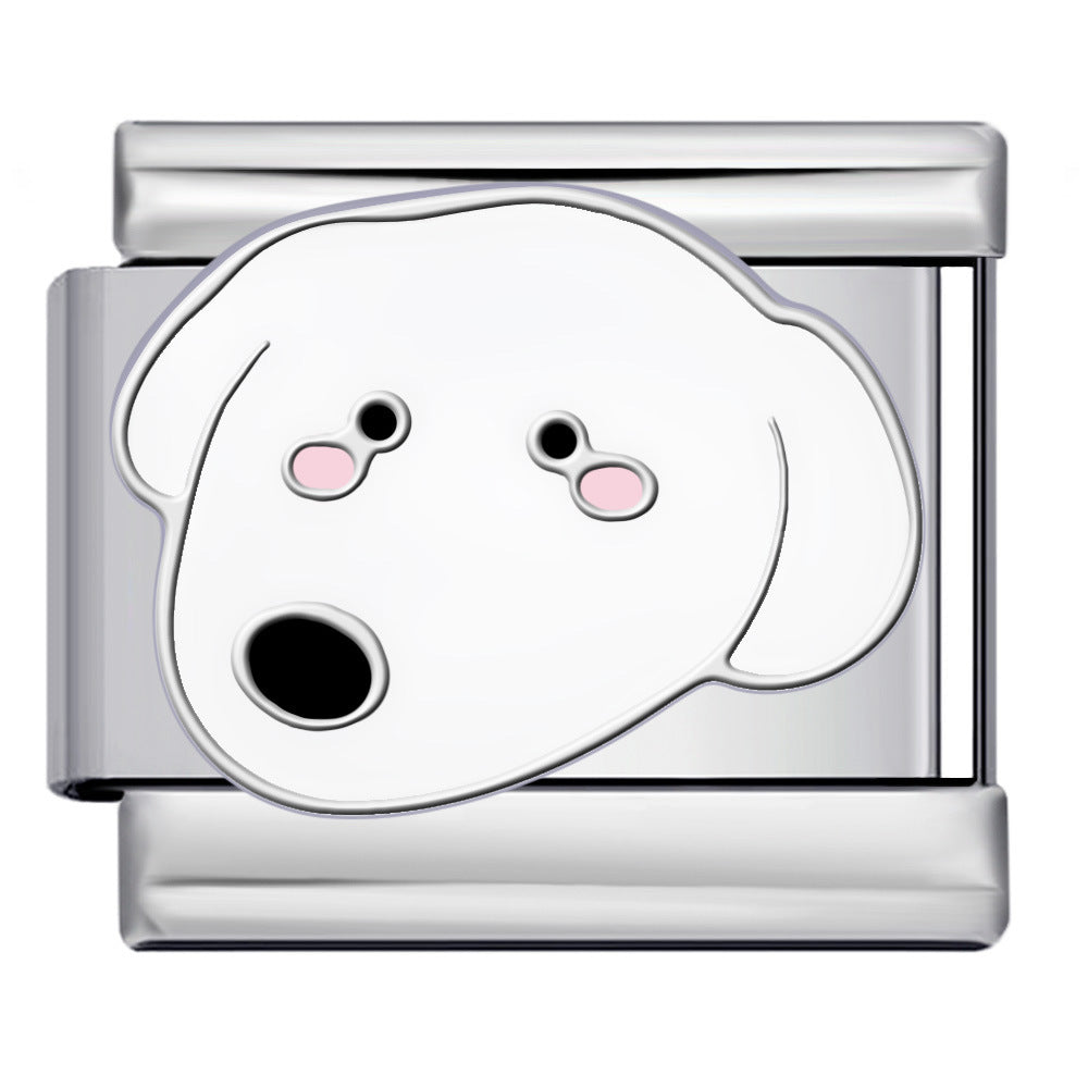 Wholesale Italian Charm Bracelet 9mm DIY Splicing Cute Cartoon Dog Stainless Steel Composable Bracelet