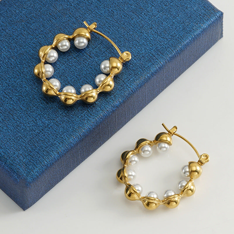 Wholesale Round 18K Gold Stainless Steel Earrings ACC-ES-ZhongXin008