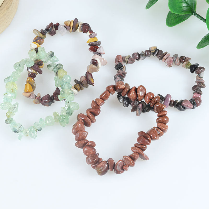 Wholesale Natural colorful gravel hand-woven elastic boho bracelet