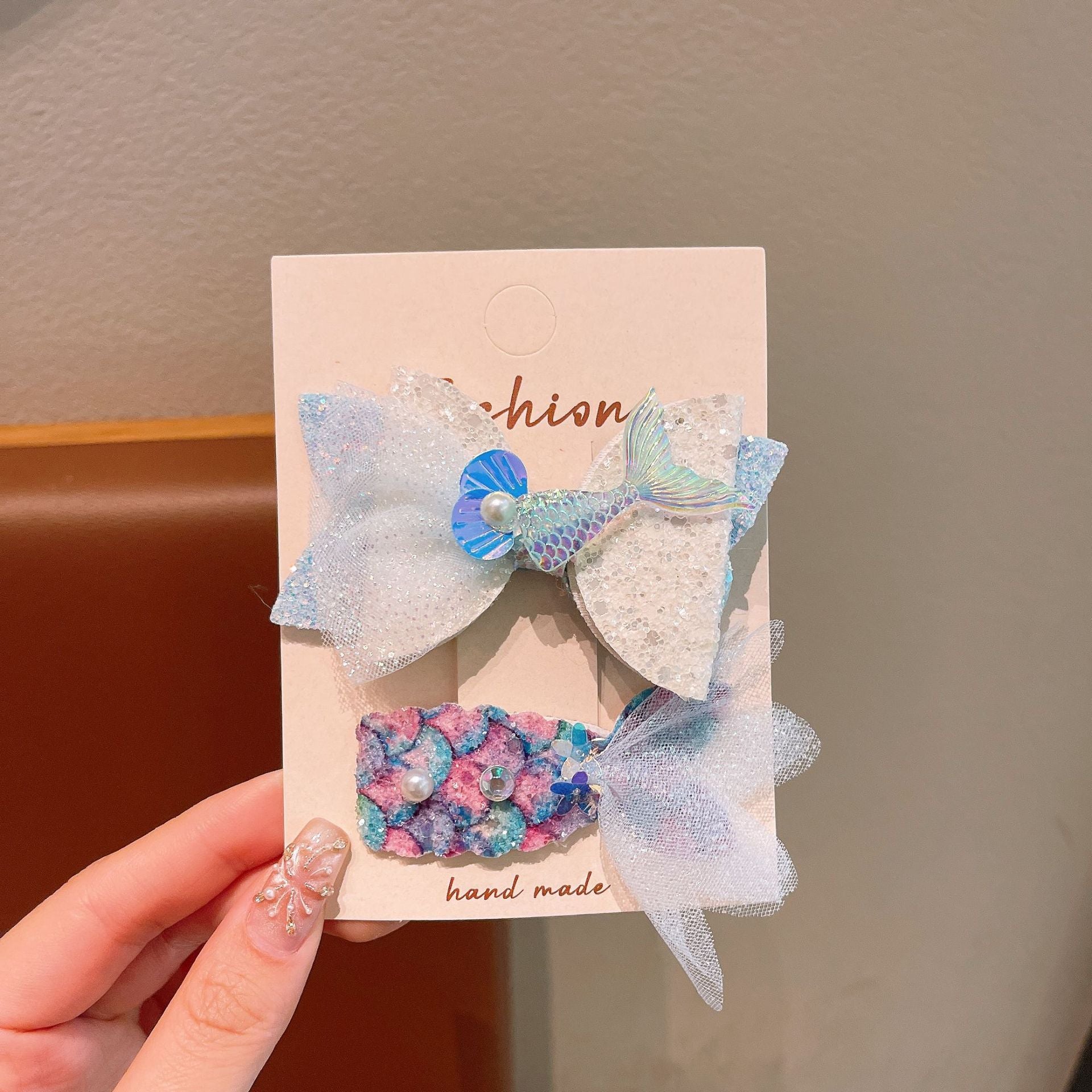 Wholesale Sweet  Princess-Style Mesh Fishtail Gown Kids Hair Clips