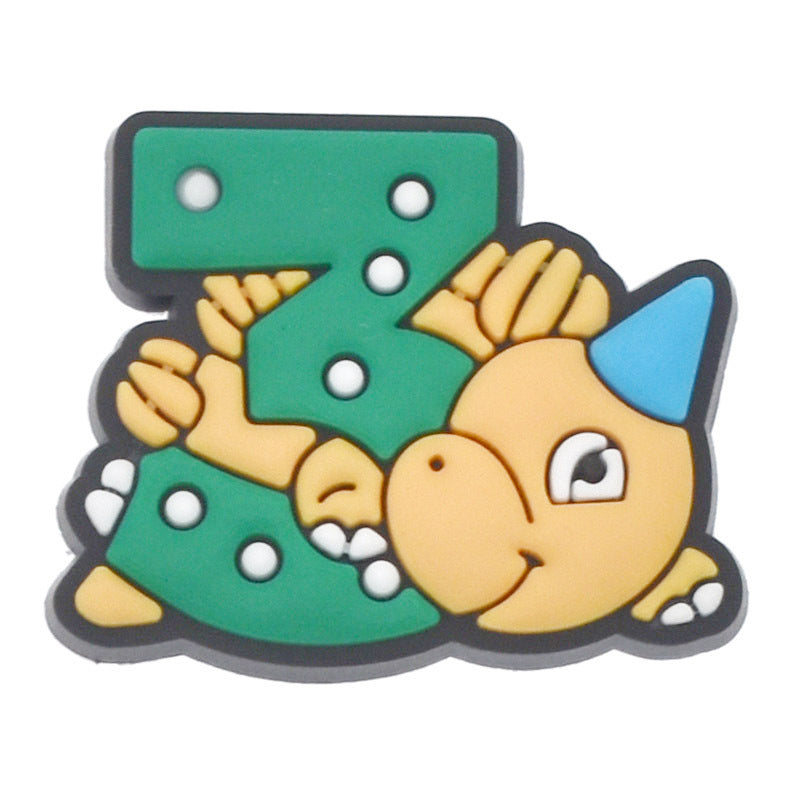 Wholesale Random 100pcs Digital Dinosaur PVC Soft Rubber Shoe Buckle Decoration ACC-SC-RYY059