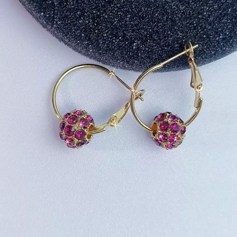 Wholesale Alloy Crystal Rhinestone Stud Earrings Lucky Ball Charm Jewelry for Everyday Wear