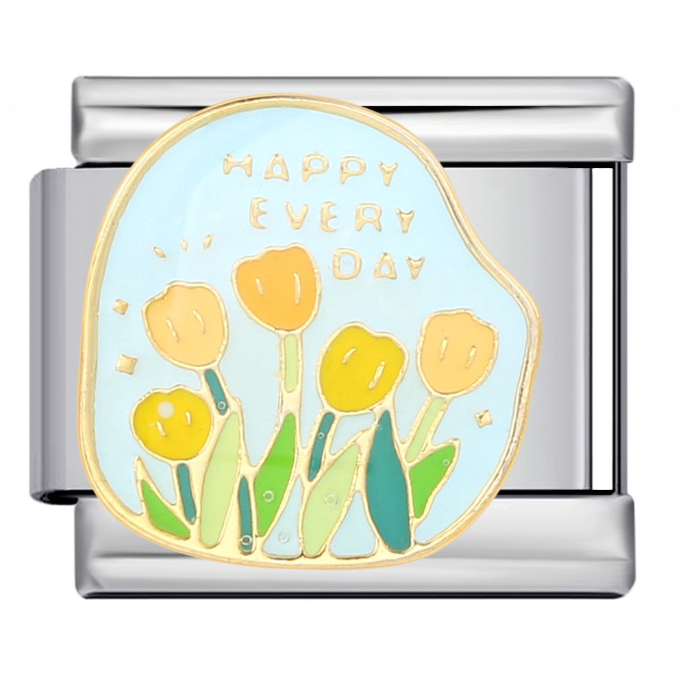 Wholesale Italian Charm Bracelet 9mm DIY Splicing Removable Flowers Stainless Steel Composable Bracelet