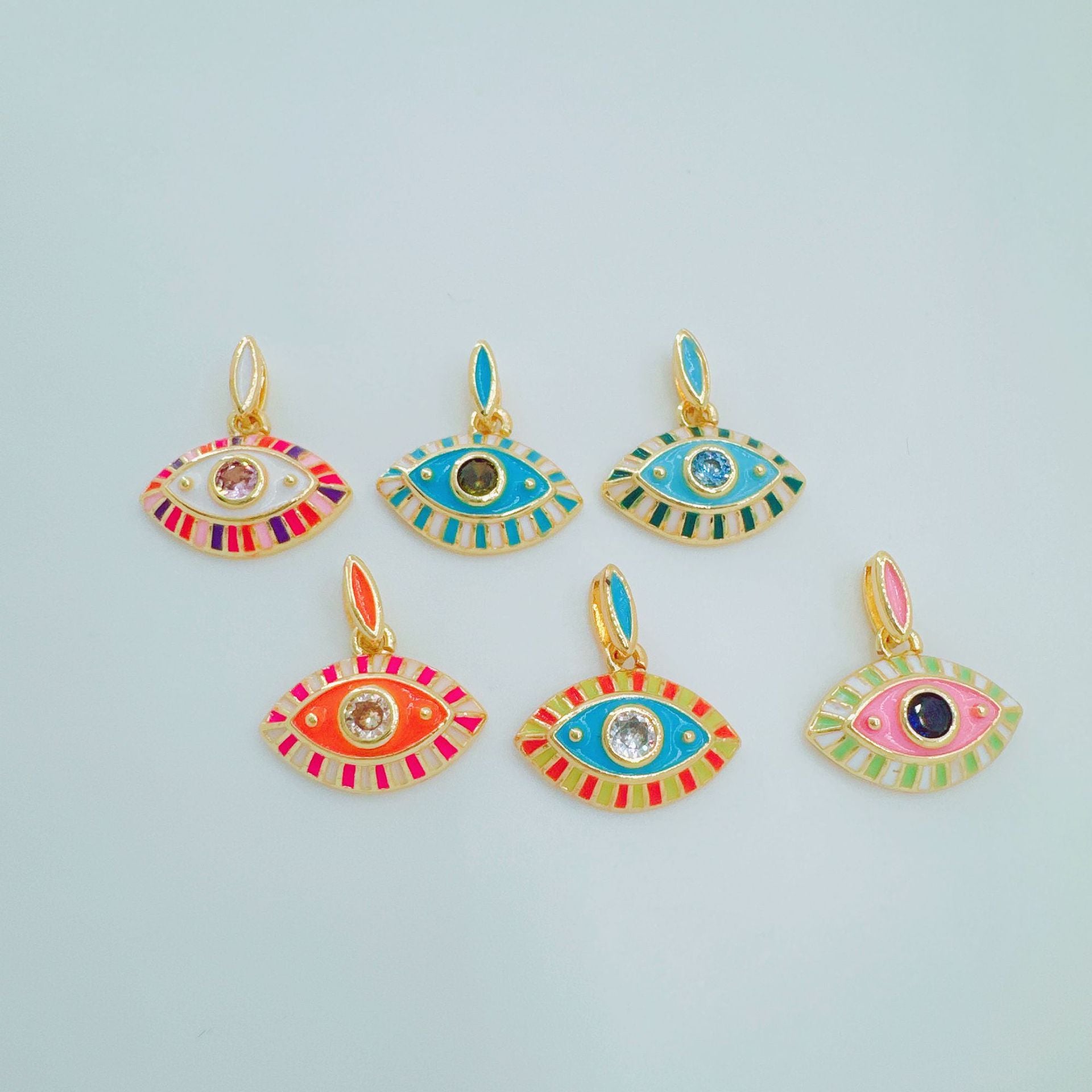 Wholesale Trendy Blue Evil Eye Pendant Charm Copper Gold Plated DIY Jewelry Accessory