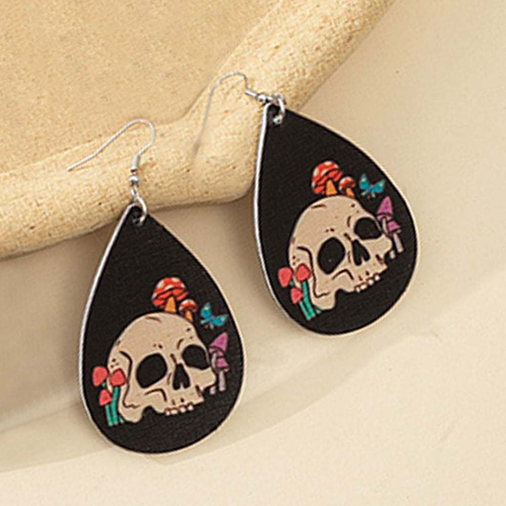 Wholesale  Halloween double-sided PU leather drop earrings
