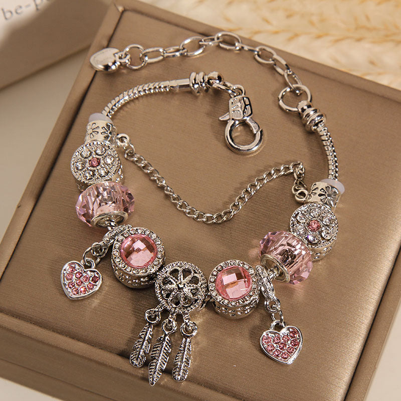 Wholesale  Pink Beaded Dreamcatcher Bracelet