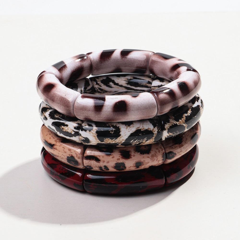 Wholesale Retro Leopard Print Acrylic Bracelet Fashion Accessory for Everyday Wear or Gift