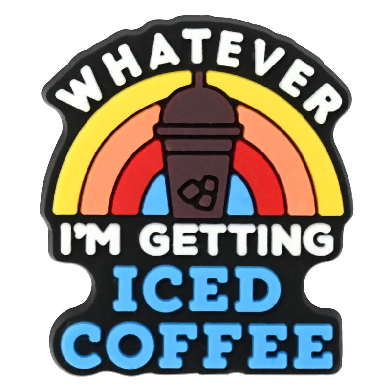 Wholesale Random 100pcs  coffee series   PVC Soft Rubber Shoe Buckle Decoration