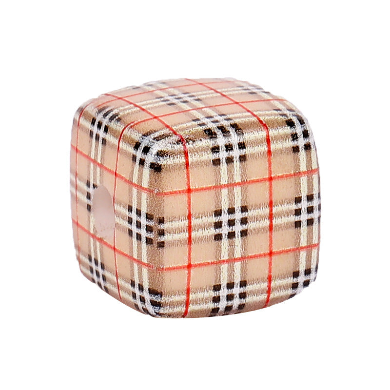 Wholesale random  10pcs  vintage plaid squareFocal Beads DIY Bead Accessories