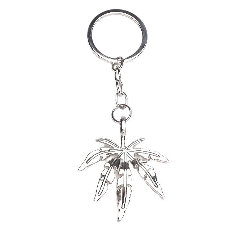 Wholesale Retro Maple Leaf Alloy Keychain Silver Electroplated Hip Hop Style Fashion Accessory For Everyday Use And Resale