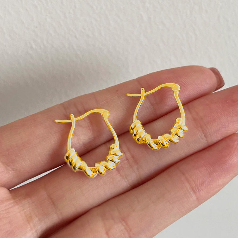 Wholesale  Geometric Twist Earrings  Creative 925 Silver Pin Ear Buckle