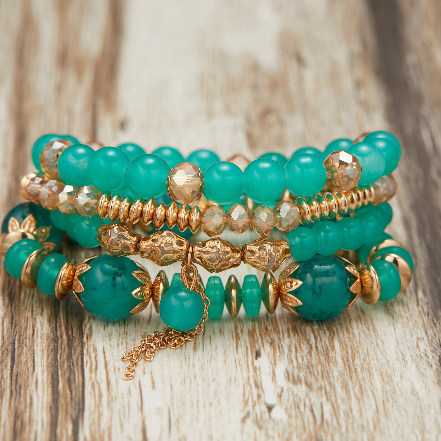 Wholesale  Bohemian Beaded Bracelet suit Wings Tassel  Bodhi Beads Rice Beads Multi-layer Bracelet