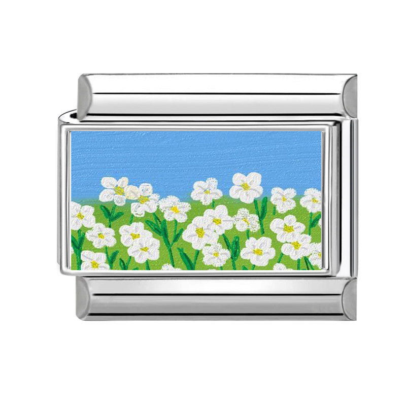 Wholesale Cute Cartoon Floral Charm Bracelet Stainless Steel DIY Jewelry Boutique Accessory