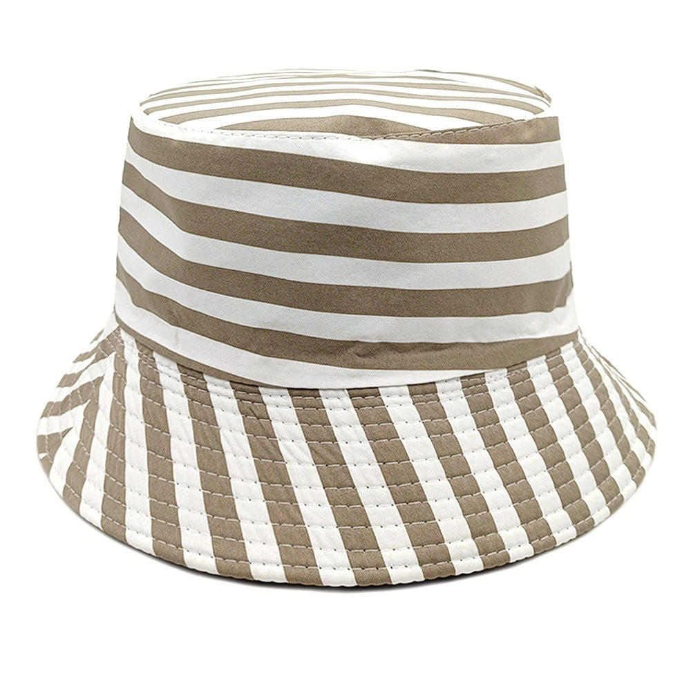 Wholesale Striped Printed Simple Outdoor Sunscreen Hat Bucket Hat
