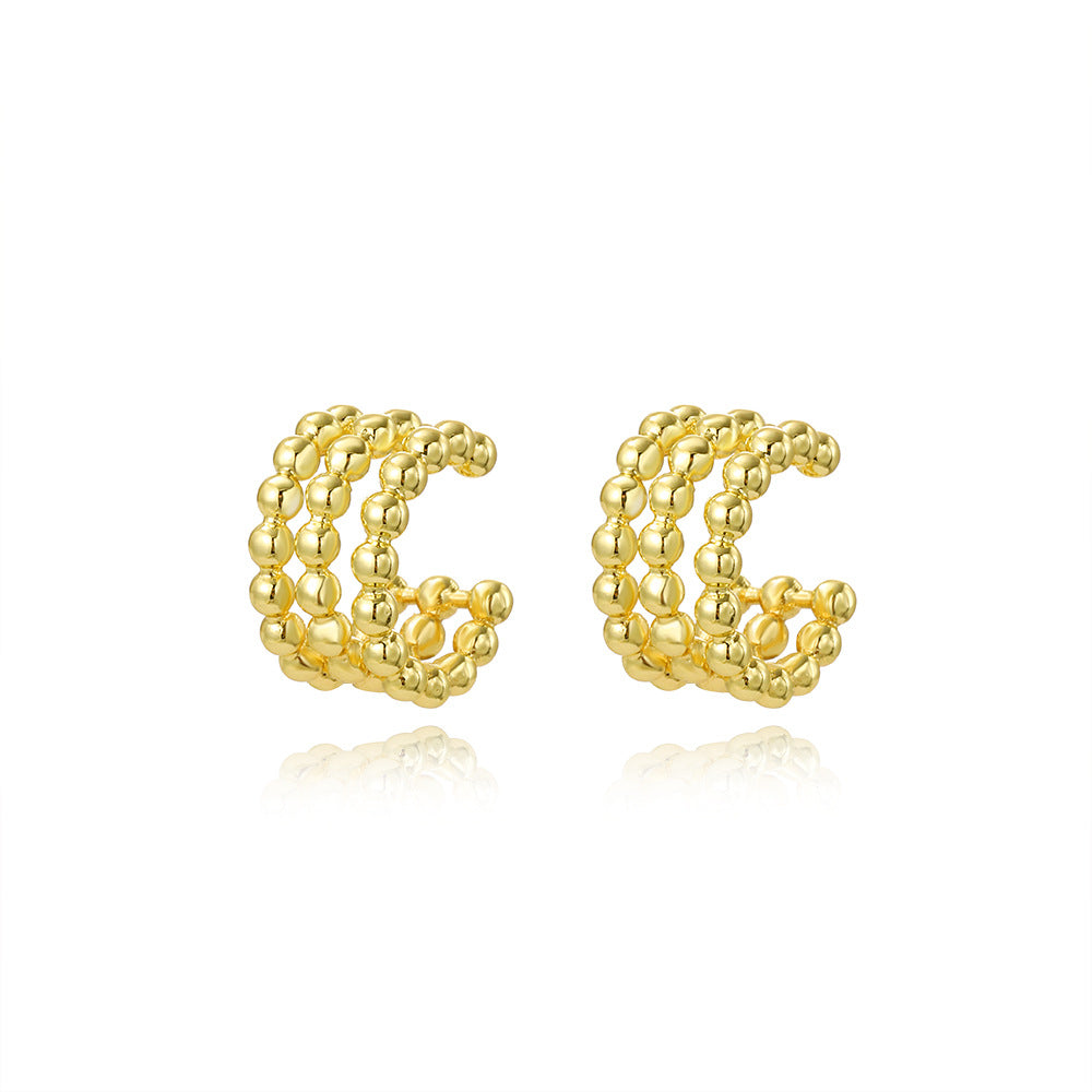 Wholesale  C- shaped three-layer ear clip jewelry earrings