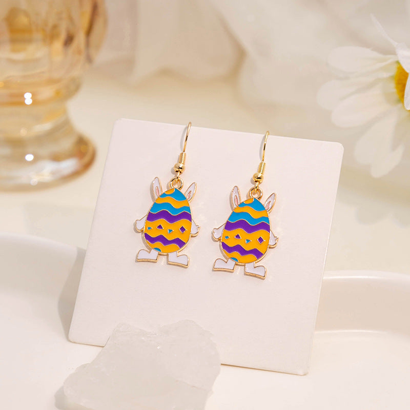 Wholesale Easter Egg Cartoon Oil Drop Earrings