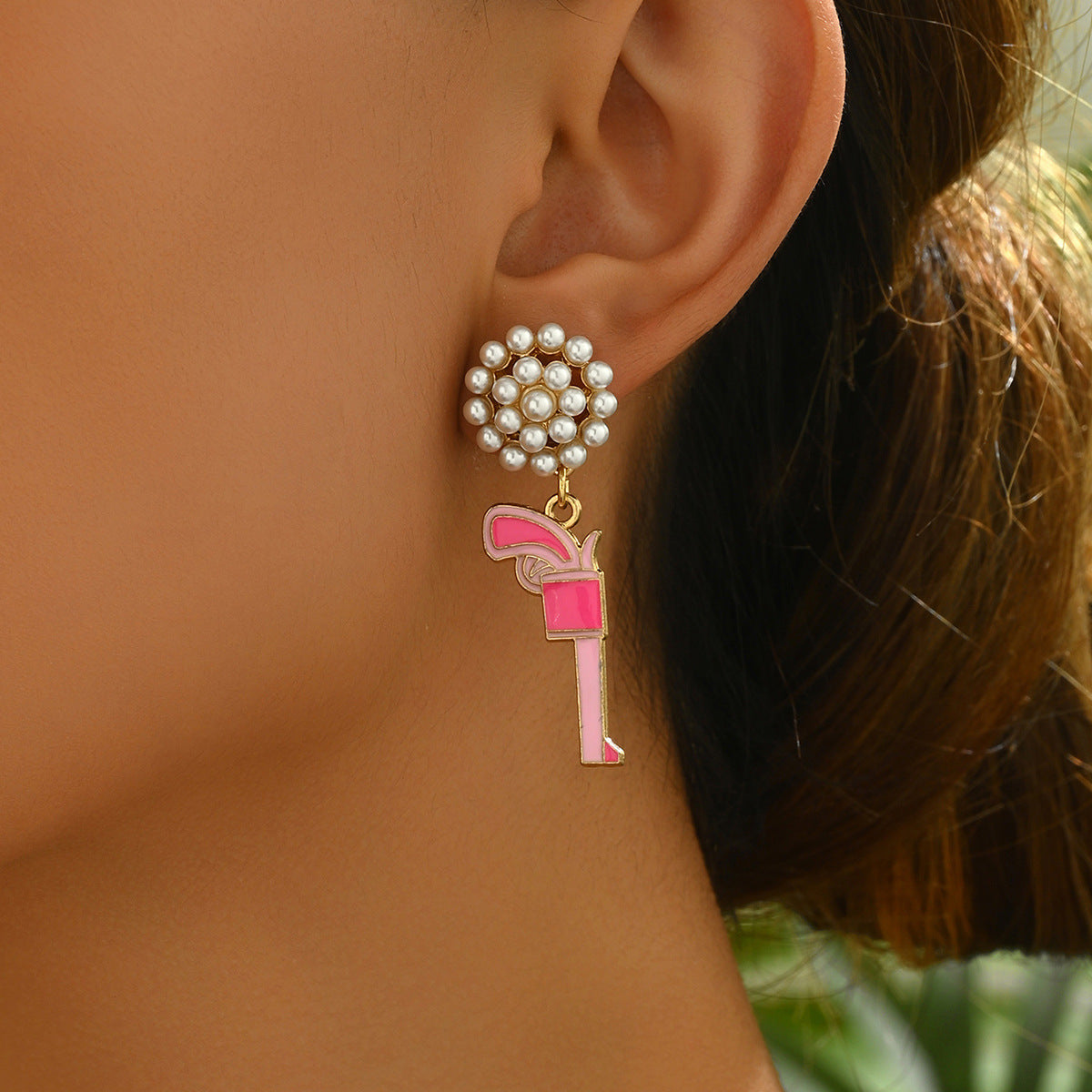 Wholesale western Denim alloy oil drop pearl earrings