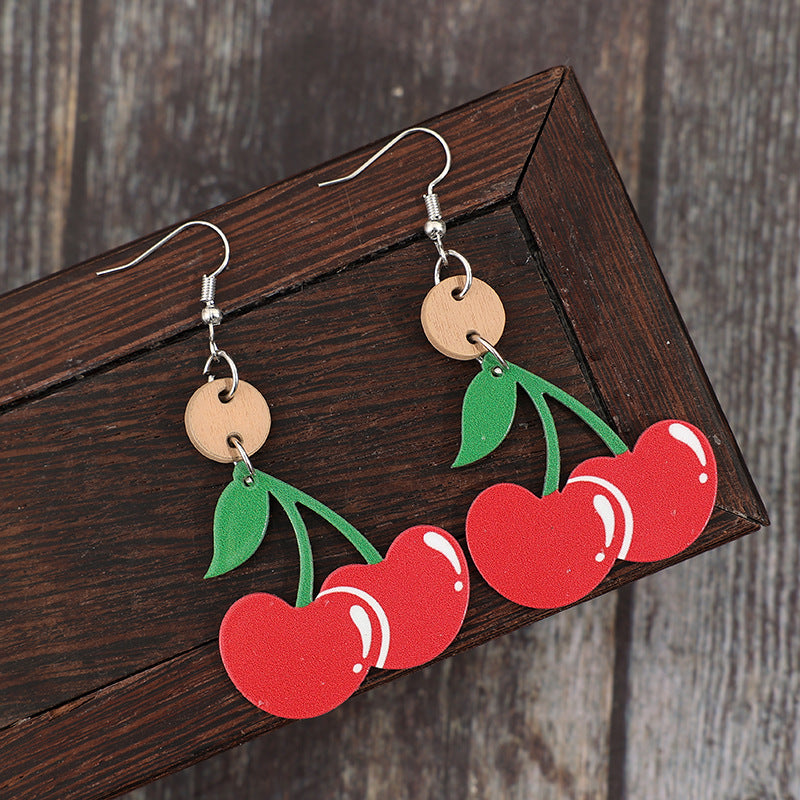 Wholesale Fruit Cherry Acrylic Cute Women Earrings