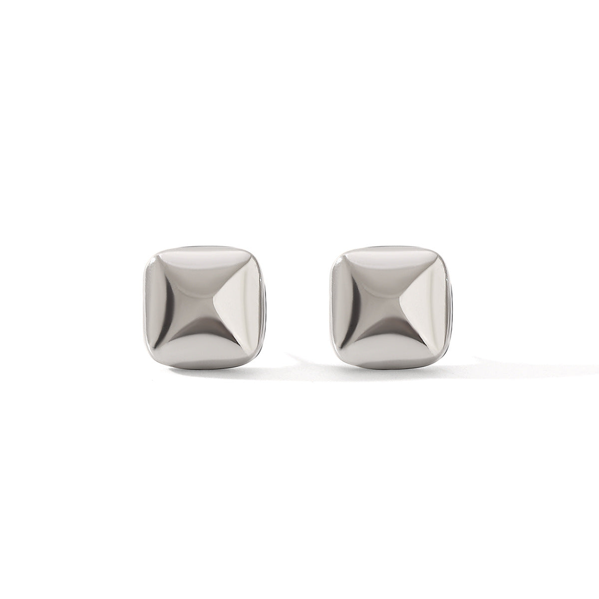 Wholesale  Stainless Steel Square Cut Three-dimensional Earrings