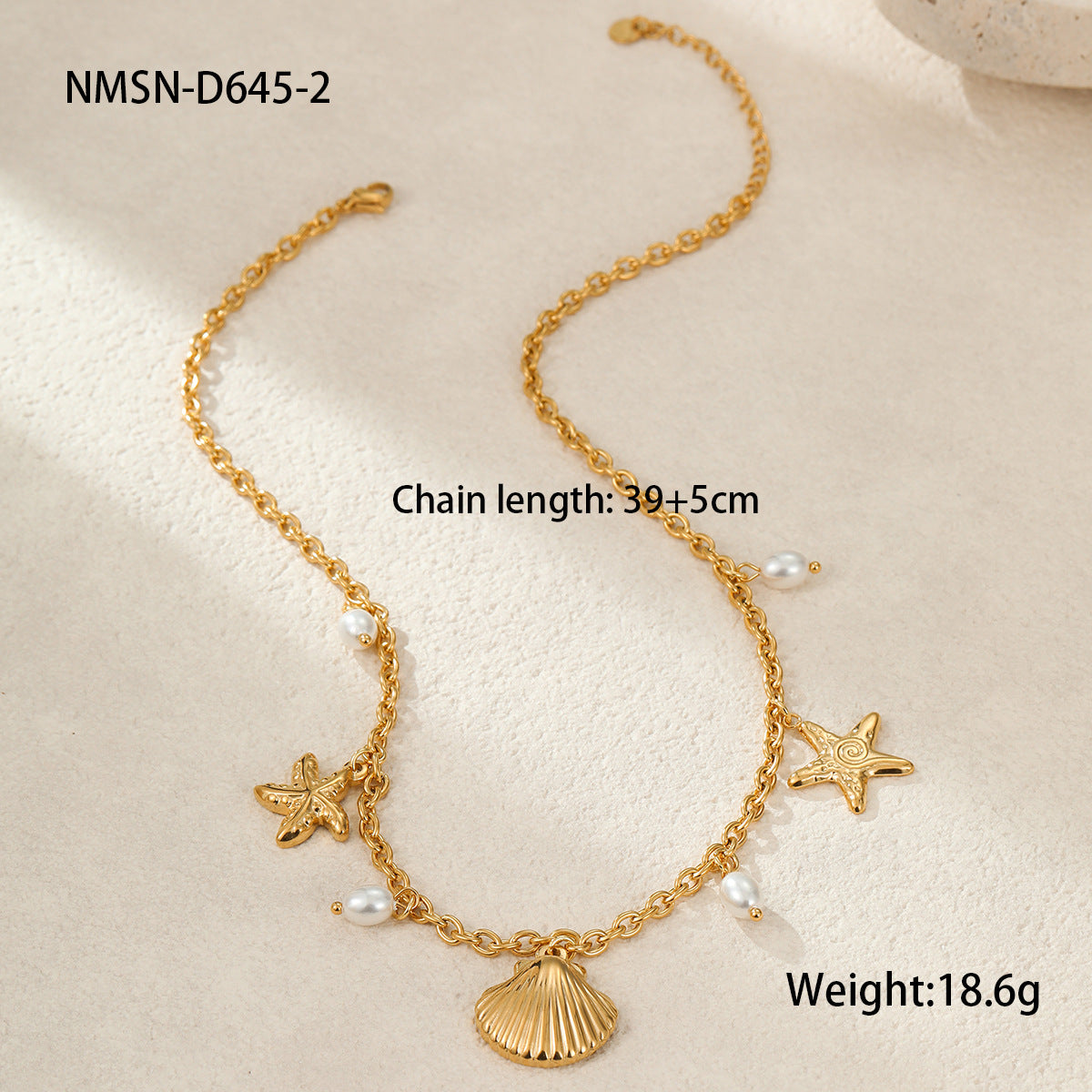 Wholesale  stainless steel necklace shell starfish necklace