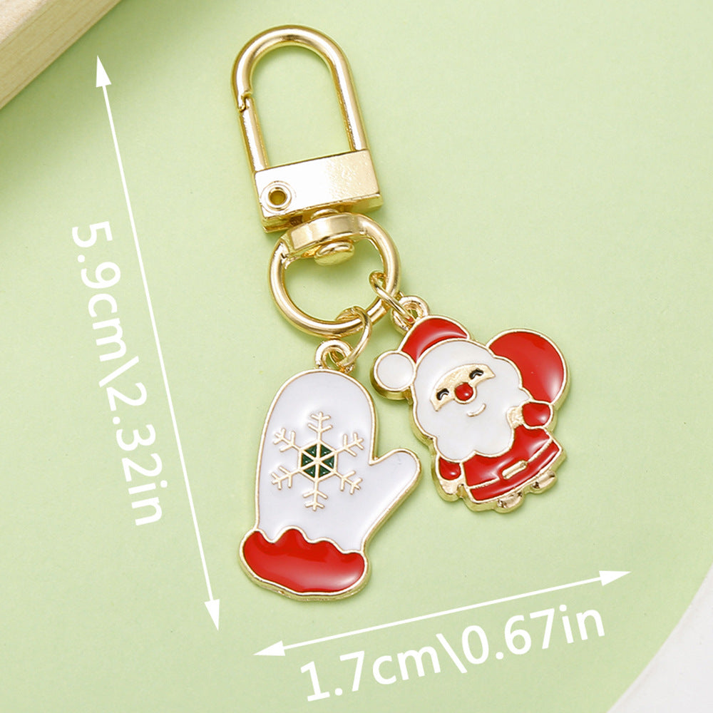 Wholesale Christmas oil drop alloy  snowman bell  keychain